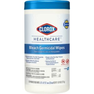 Surface Disinfectant Cleaner Clorox Healthcare Premoistened Bleach Germicidal Manual Pull Wipe 70 Count Canister Chlorine Scent NonSterile