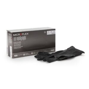 Exam Glove MICROFLEX MidKnight Medium NonSterile Nitrile Standard Cuff Length Fully Textured Black Fentanyl Tested