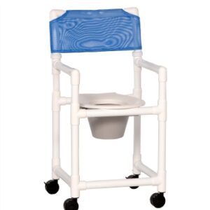 Commode / Shower Chair ipu Standard Fixed Arms PVC Frame Mesh Backrest 20-1/2 Inch Seat Width 300 lbs. Weight Capacity