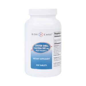Joint Health Supplement Geri-Care Oyster Shell 200 IU – 500 mg Strength Tablet 250 per Bottle