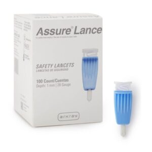 Safety Lancet Assure 28 Gauge Protective Safety Cap Push Button Activation Finger