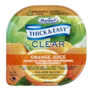 Thickened Beverage Thick & Easy 4 oz. Portion Cup Orange Flavor Liquid IDDSI Level 3 Moderately Thick/Liquidized