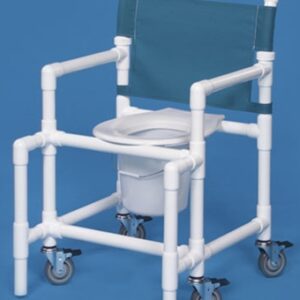 Commode / Shower Chair ipu Fixed Arms PVC Frame Mesh Backrest 25-1/4 Inch Seat Width 375 lbs. Weight Capacity
