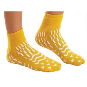 Risk Management Slipper Socks Care-Steps Unisex Adult Medium Double Tread Single Patient Use Yellow