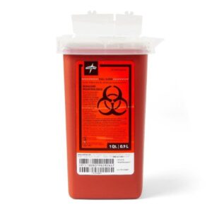 Sharps Container Medline Red Base 7.025 H X 4.05 W X 4.05 L Inch Vertical Entry 0.25 Gallon