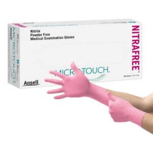 Exam Glove Micro-Touch NitraFree X-Large NonSterile Nitrile Standard Cuff Length Textured Fingertips Pink Chemo Tested