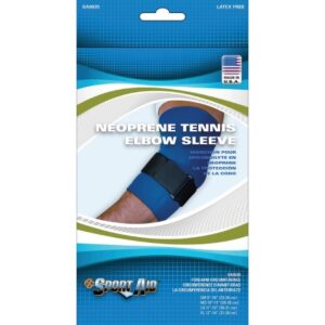Tennis Elbow Support Sport-Aid Medium Pull On / D-Ring / Hook and Loop Strap Closure Sleeve with Strap Left or Right Arm 10 to 11 Inch Forearm Circumference Blue