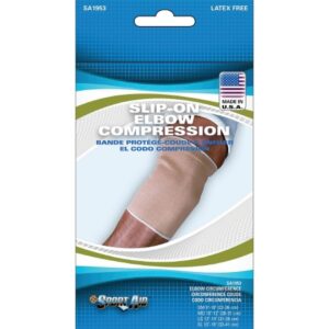 Elbow Support Sport-Aid Medium Pull On Sleeve Left or Right Elbow 10 to 12 Inch Elbow Circumference Beige