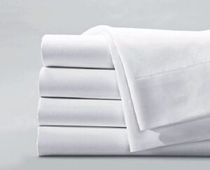 Bed Sheet Fitted 54 X 80 Inch White 60% Cotton / 40% Polyester Reusable