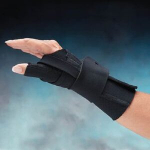 Wrist Support with Thumb Spica Comfort Cool CMC Restriction Neoprene / Neoloop / Terry Cloth Left Hand Black Medium