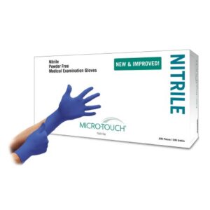 Exam Glove Micro-Touch Nitrile X-Small NonSterile Nitrile Standard Cuff Length Textured Fingertips Blue Chemo Tested