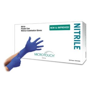 Exam Glove Micro-Touch Nitrile Small NonSterile Nitrile Standard Cuff Length Textured Fingertips Blue Chemo Tested