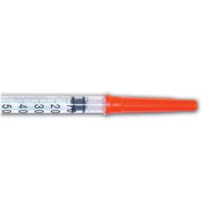 Safety Insulin Syringe with Needle InsoSafe 0.5 mL 1/2 Inch 29 Gauge Retractable Safety Needle Regular Wall