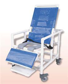 Commode / Shower Chair Healthline Fixed Arms PVC Frame Reclining Mesh Backrest 21 Inch Seat Width 400 lbs. Weight Capacity