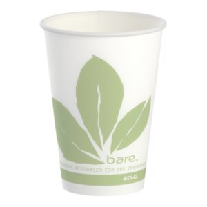 Drinking Cup Bare Eco-Forward 7 oz. Leaf Print Wax Coated Paper Disposable
