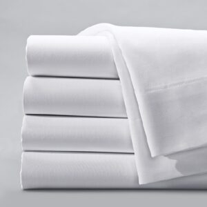 Bed Sheet Flat 66 X 104 Inch White 55% Cotton / 45% Polyester Reusable