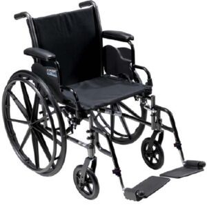 Lightweight Wheelchair drive Cruiser III Dual Axle Full Length Arm Elevating Legrest Black Upholstery 20 Inch Seat Width Adult 350 lbs. Weight Capacity