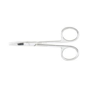 Iris Scissors Vantage 4-1/8 Inch Length Floor / Office Grade Pakistani Stainless Steel NonSterile Finger Ring Handle Curved Sharp Tip / Sharp Tip