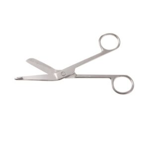 Bandage Scissors Precision Lister 5-1/2 Inch Length Floor / Office Grade Stainless Steel Finger Ring Handle Angled Blunt Tip / Blunt Tip