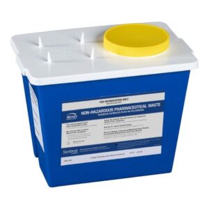 Pharmaceutical Waste Container Bemis Sentinel Blue Base 9 H X 11-5/8 L X 7-3/4 W Inch Vertical Entry 2 Gallon