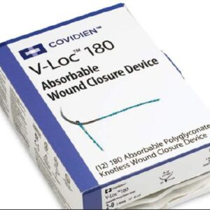 Absorbable Suture with Needle V-Loc 180 Polyglyconate P-14 3/8 Circle Precision Reverse Cutting Needle Size 2-0 Barbed Monofilament