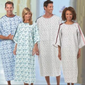 Patient Exam Gown Up to 3X-Large Blue Optix Print Reusable