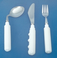 Soup Spoon Grip-Tight Angled / Left Handed White