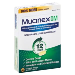 Cold and Cough Relief Mucinex DM 600 mg – 30 mg Strength Tablet 40 per Bottle