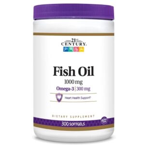 Omega 3 Supplement 21st Century Omega3 Fish Oil 1,000 mg Strength Softgel 90 per Bottle