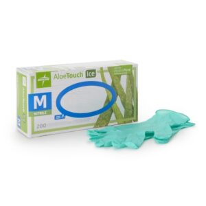 Exam Glove Aloetouch Ice Medium NonSterile Nitrile Standard Cuff Length Textured Fingertips Green Chemo Tested