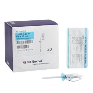 Closed IV Catheter Nexiva 22 Gauge 1 Inch Vialon Biomaterial Winged Hub Blood Control