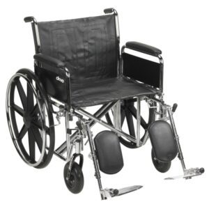 Bariatric Wheelchair drive Sentra EC Heavy Duty Dual Axle Full Length Arm Elevating Legrest Black Upholstery 22 Inch Seat Width Adult 450 lbs. Weight Capacity