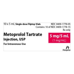 Metoprolol Tartrate, Preservative Free 1 mg / mL Injection 5 mL