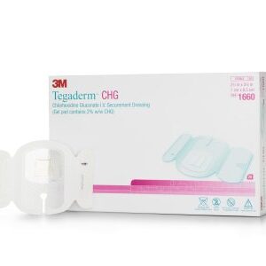 I.V. Dressing with CHG 3M Tegaderm CHG (Chlorhexidine Gluconate) / Film 2-3/4 X 3.375 Inch Sterile