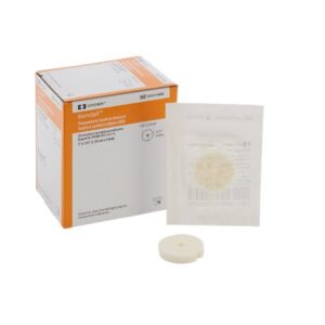 PHMB Impregnated Foam Disc Kendall AMD Foam 1 Inch Diameter / 4 mm Hole Sterile