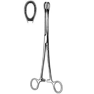 Sponge Forceps Sklar Foerster 9-1/2 Inch Length OR / Surgical Grade German Stainless Steel NonSterile Locking Finger Ring Handle Straight Fenestrated Serrated Oval Tips