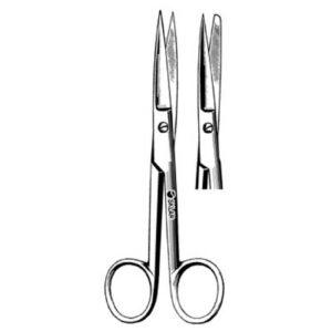 Operating Scissors Econo 4-1/2 Inch Length Floor / Office Grade Stainless Steel Sterile Finger Ring Handle Straight Sharp Tip / Blunt Tip