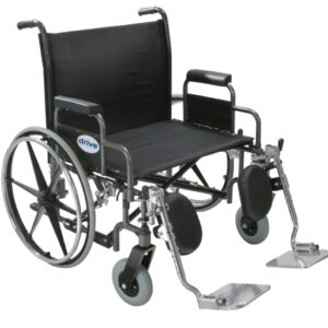 Bariatric Wheelchair drive Sentra Heavy Duty Dual Axle Desk Length Arm Swing-Away Footrest Black Upholstery 24 Inch Seat Width Adult 500 lbs. Weight Capacity