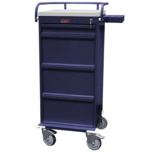 Medication Cart Mini-Line Steel 25 X 42.5 X 22 Inch Navy Blue One 3 Inch, Two 9.75 Inch, One 9.75 Inch Drawers