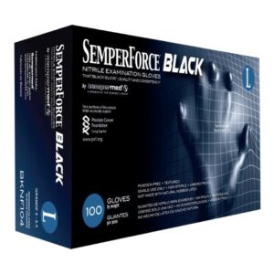 Exam Glove Semperforce Black Large NonSterile Nitrile Standard Cuff Length Textured Fingertips Black Fentanyl Tested