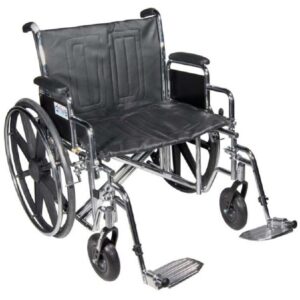 Bariatric Wheelchair drive Sentra EC Heavy Duty Dual Axle Full Length Arm Elevating Legrest Black Upholstery 24 Inch Seat Width Adult 450 lbs. Weight Capacity