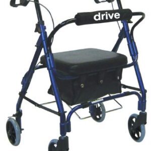 4 Wheel Rollator drive Blue Adjustable Height / Folding Aluminum Frame