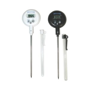 Digital Laboratory Thermometer Marathon Fahrenheit / Celsius 14 degree to 392 degreeF (-10 degree to +200 degreeC) Stainless Steel Probe Free-standing Battery Operated
