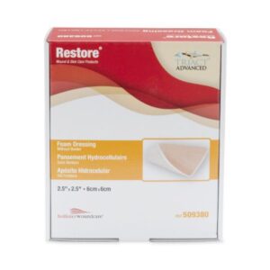 Foam Dressing Restore 2-1/2 X 2-1/2 Inch Without Border Film Backing Nonadhesive Square Sterile