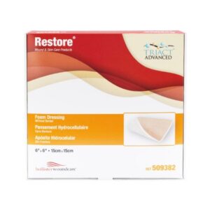 Foam Dressing Restore 6 X 6 Inch Without Border Film Backing Nonadhesive Square Sterile