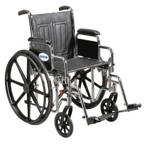 Bariatric Wheelchair drive Sentra EC Heavy Duty Dual Axle Desk Length Arm Swing-Away Footrest Black Upholstery 20 Inch Seat Width Adult 450 lbs. Weight Capacity