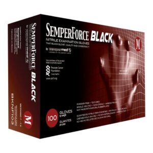 Exam Glove Semperforce Black Medium NonSterile Nitrile Standard Cuff Length Textured Fingertips Black Fentanyl Tested