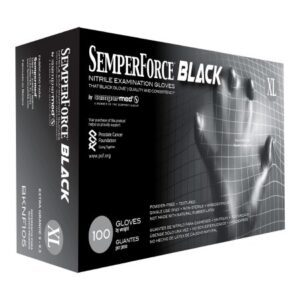 Exam Glove Semperforce Black X-Large NonSterile Nitrile Standard Cuff Length Textured Fingertips Black Fentanyl Tested