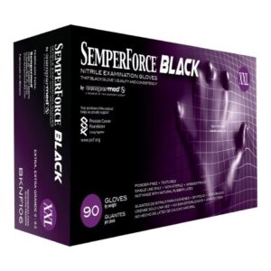 Exam Glove Semperforce Black 2X-Large NonSterile Nitrile Standard Cuff Length Textured Fingertips Black Fentanyl Tested