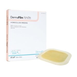 Thin Hydrocolloid Dressing DermaFilm Film Backing 4 X 4 Inch Square Hydrocolloid / Film